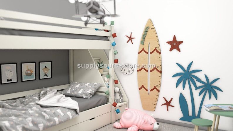 Surfboard - Wooden Height Chart | Growth Chart