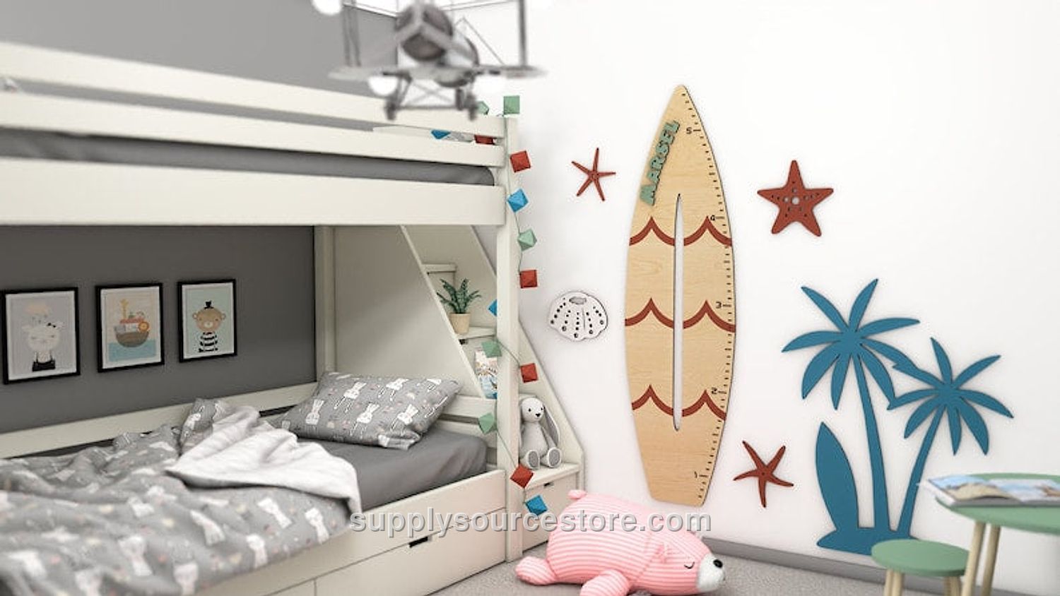 Surfboard - Wooden Height Chart | Growth Chart