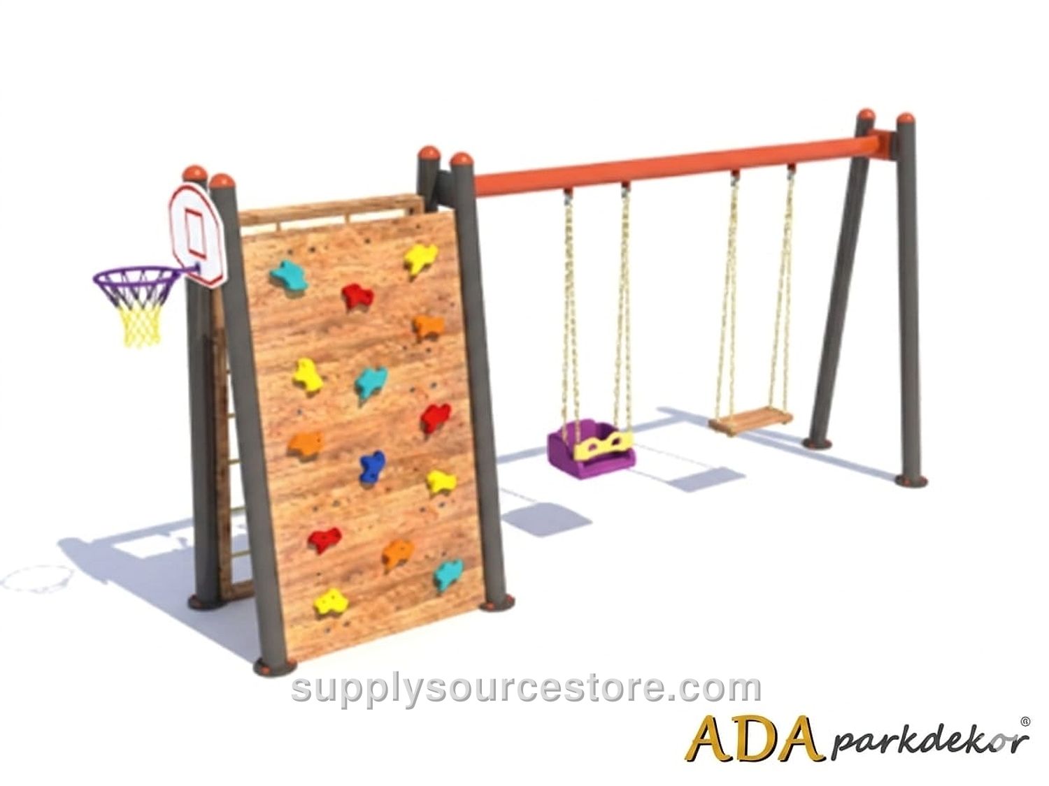 Wooden Climbing Playground Swing (with Hoop)