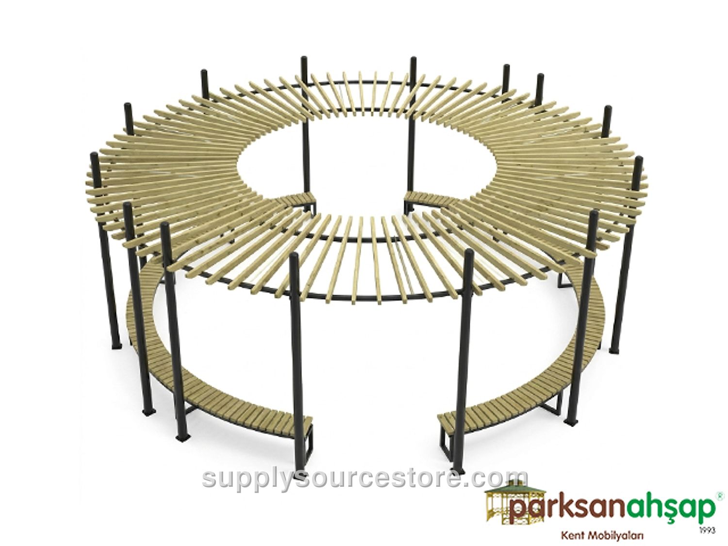 Wood – Metal Round Pergola – Ø400cm (157 in)