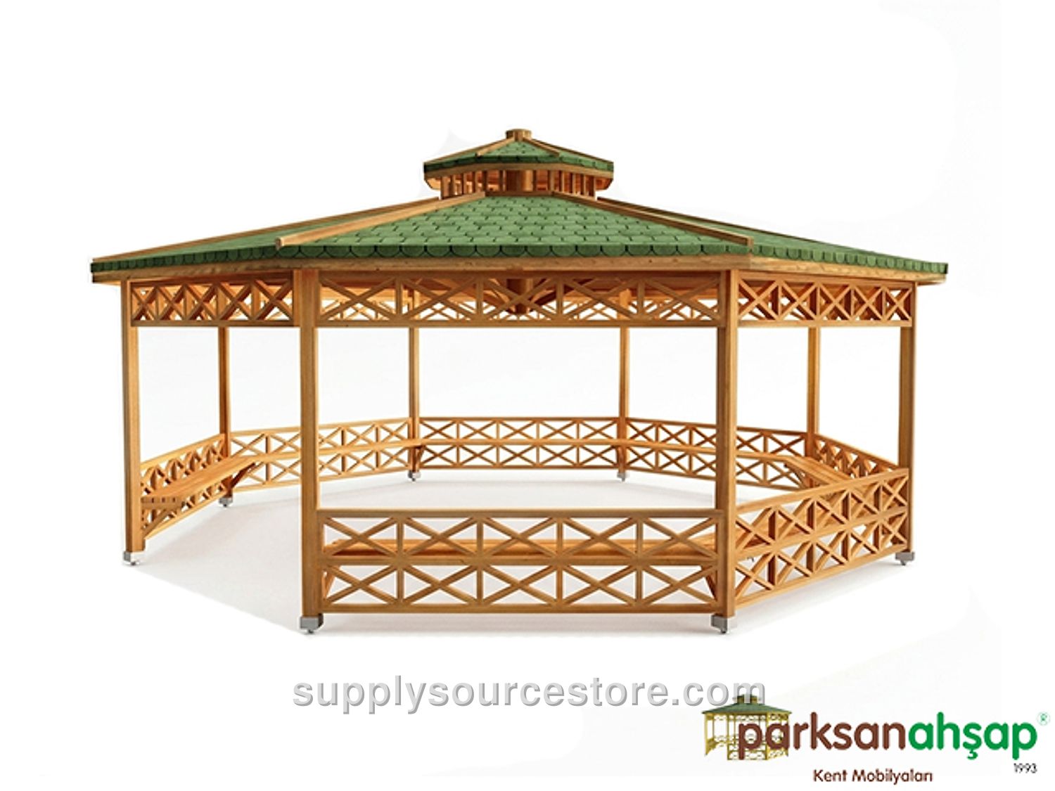 Wooden Octagonal Large Gazebo 600(L)x600(W)x330(H)