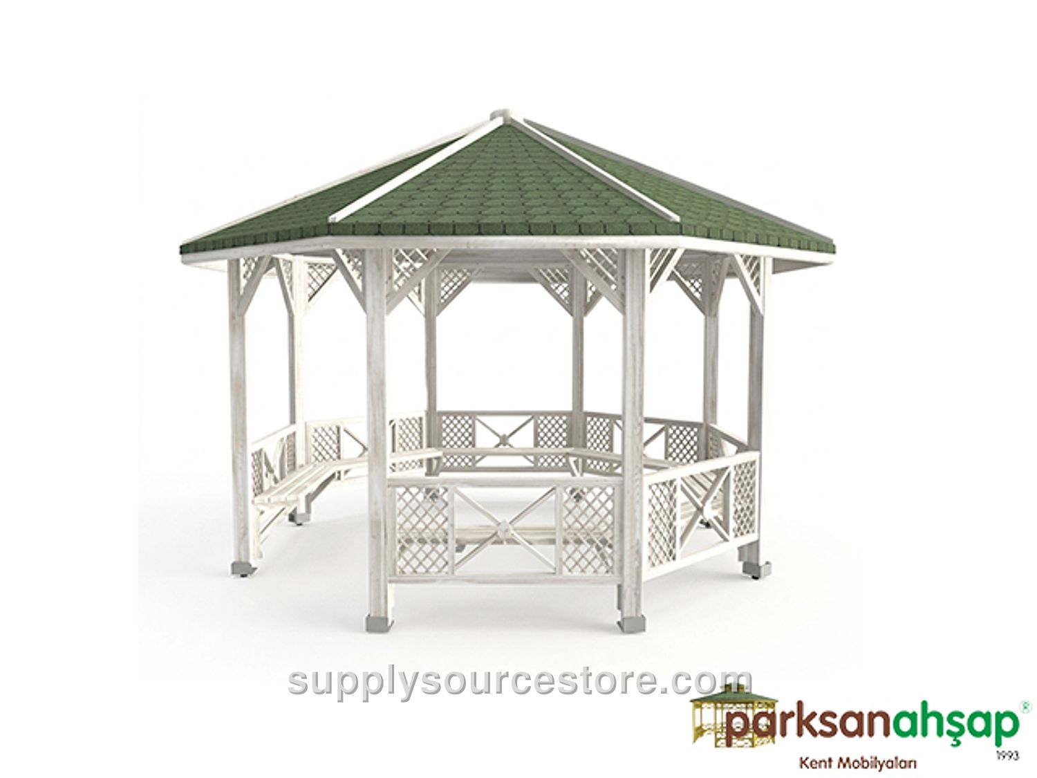Wooden Octagonal White Gazebo 300x300x290 (L*W*H)
