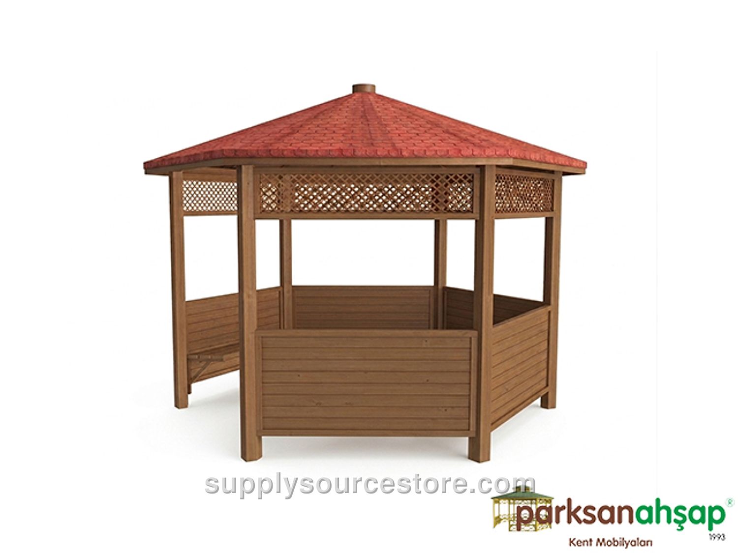 Wooden Hexagonal Enclosed Gazebo 300x300x290