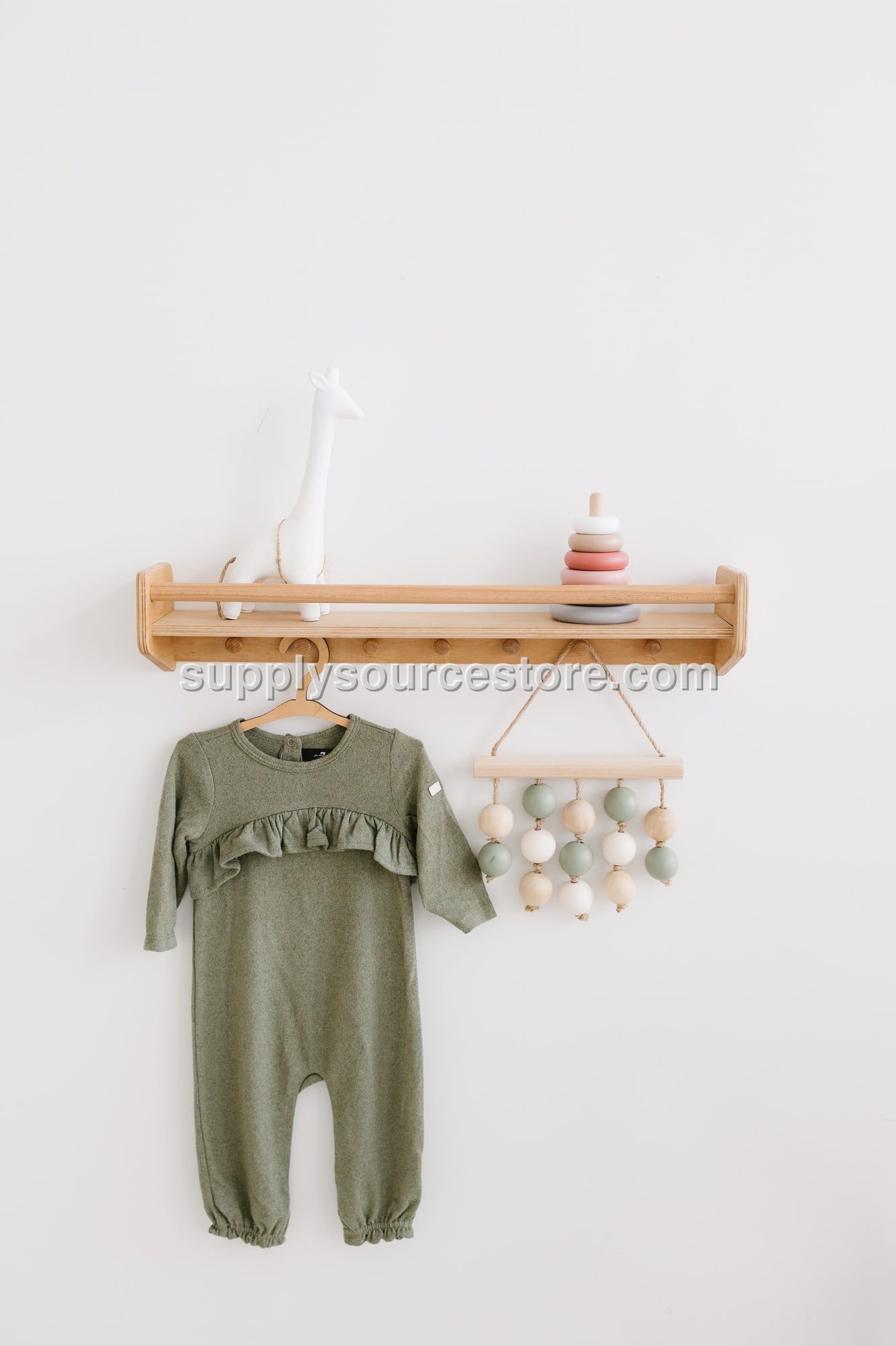 Wall-Mounted Shelf with Hooks