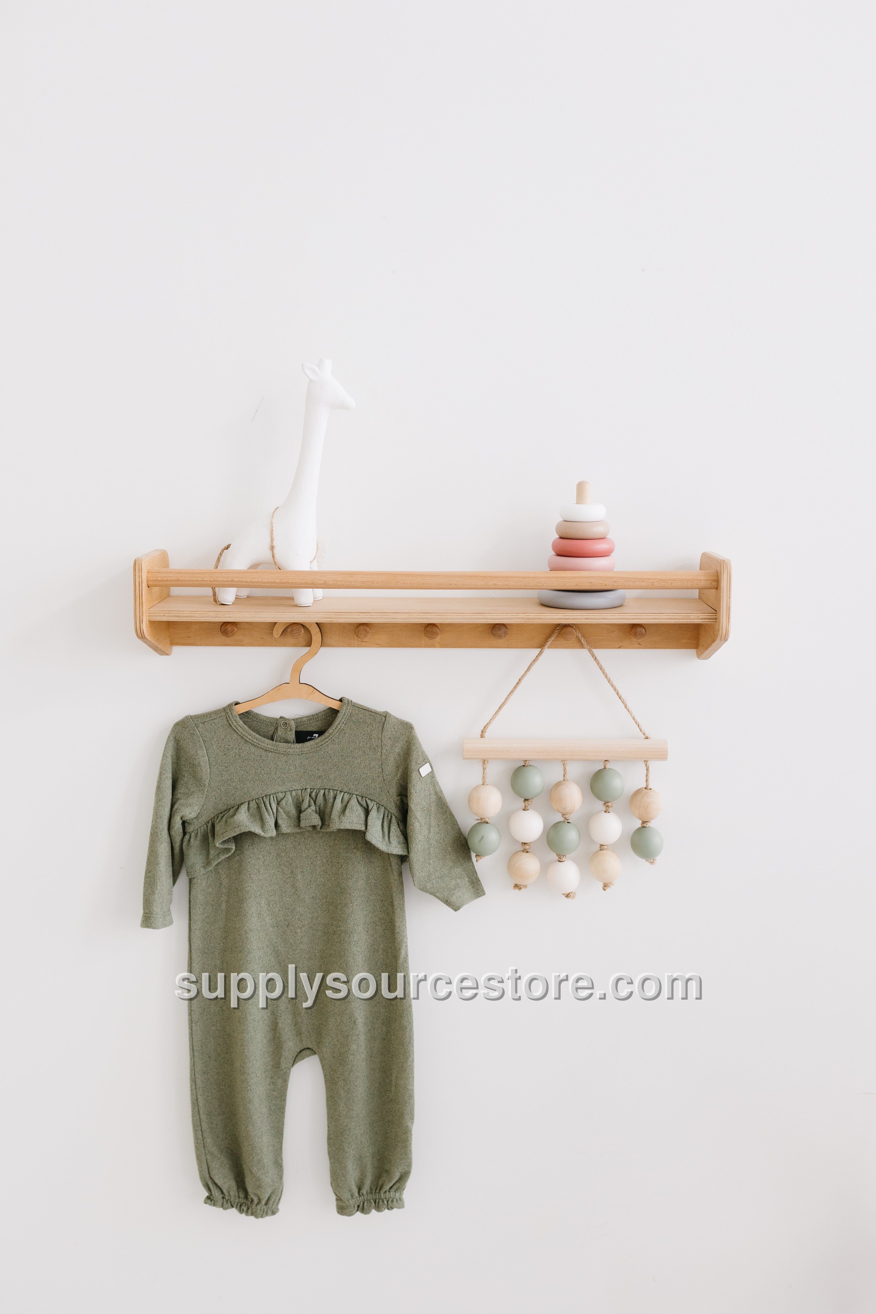 Wall-Mounted Shelf with Hooks