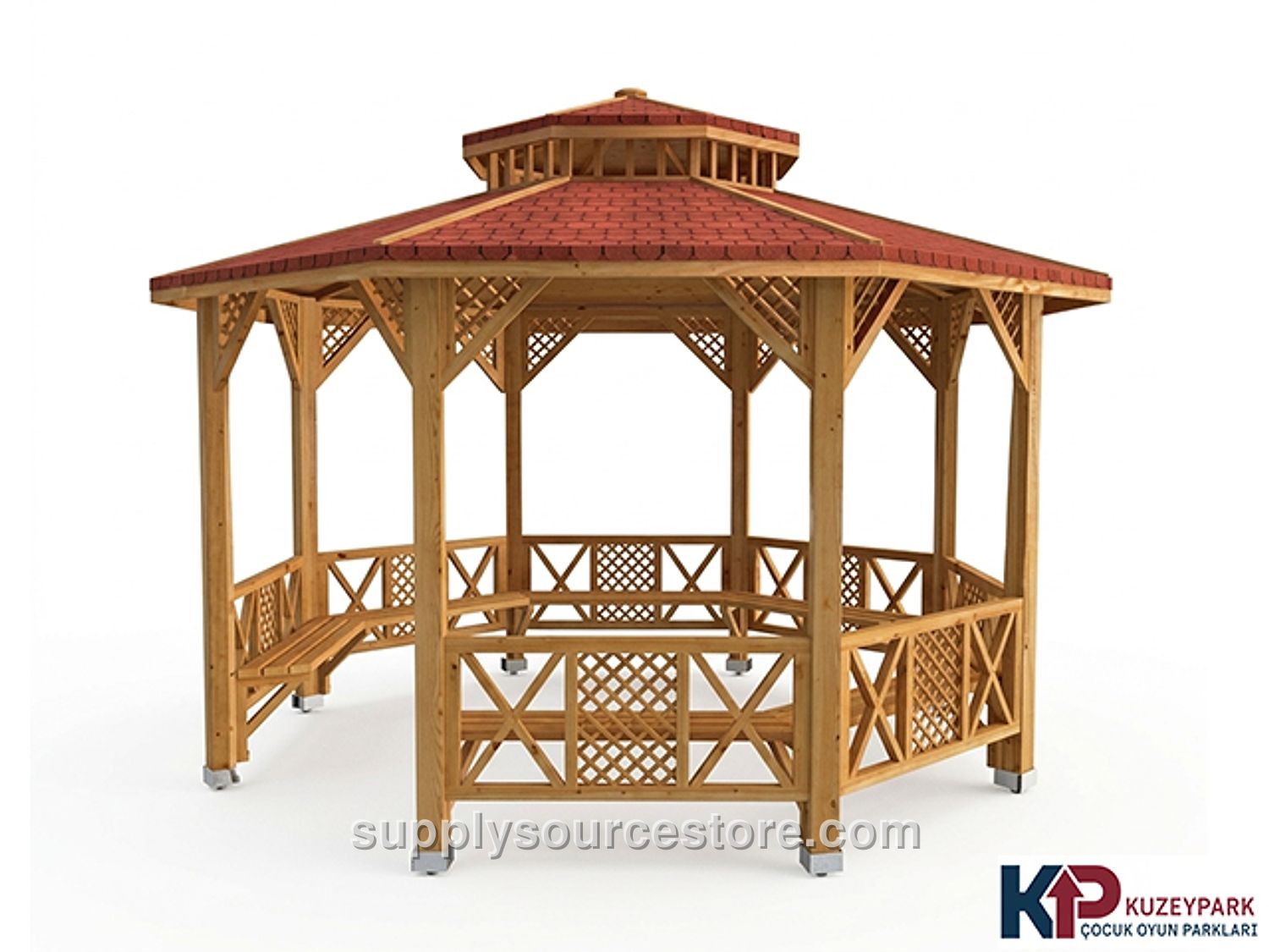 Wooden Octagonal Gazebo 400x400x330 cm (157 x 157 x 130 in)
