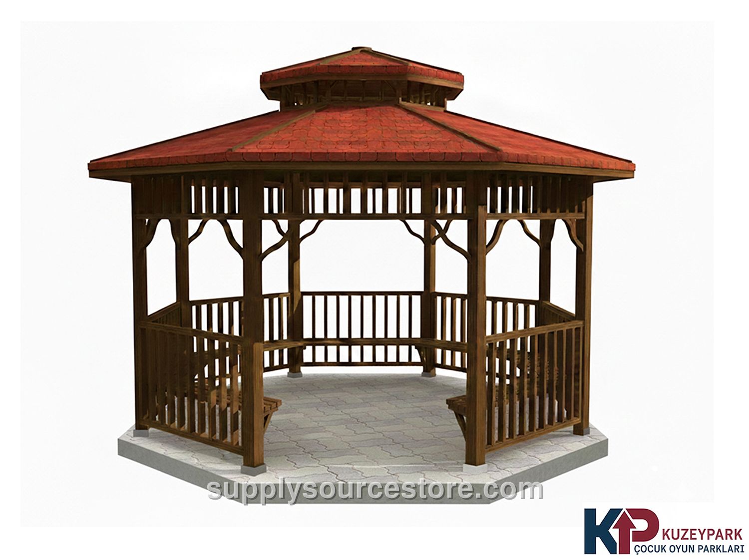 Wooden Octagonal Gazebo 400x400x340 cm (157 x 157 x 134 in) (L*W*H)