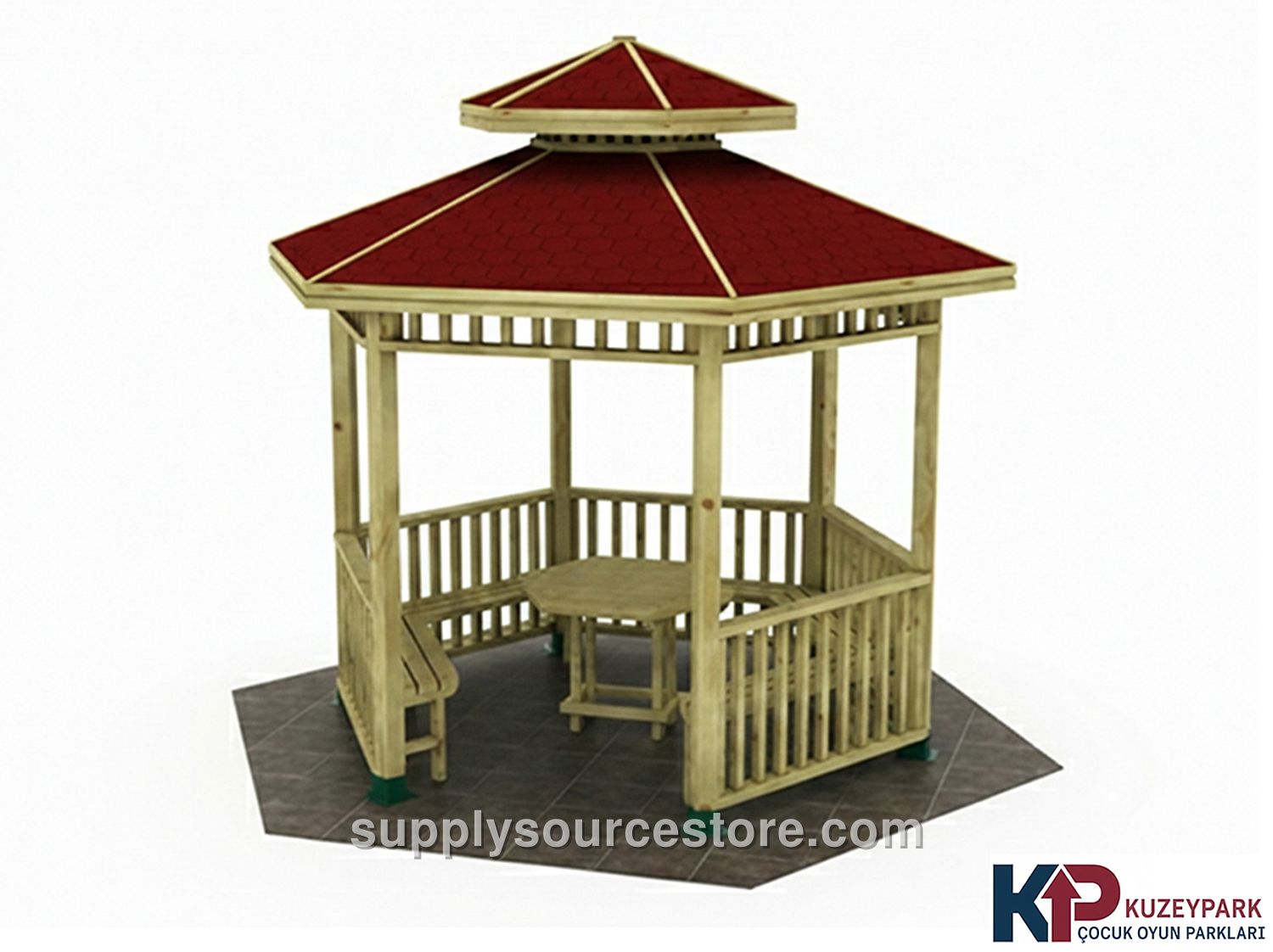 Wooden Hexagonal Gazebo 250x250x330 cm (98.4 x 98.4 x 130 in)
