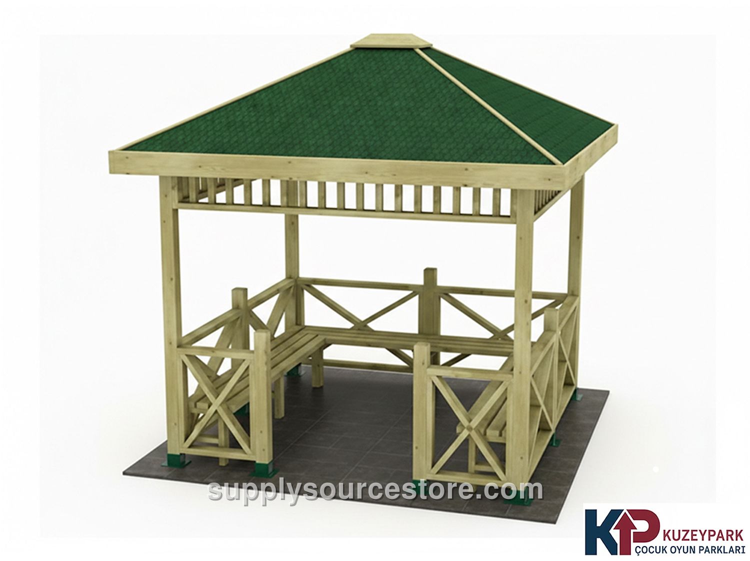 Wooden Square Gazebo 250×250×290 cm (98.4 x 98.4 x 114 in) (L×W×H)