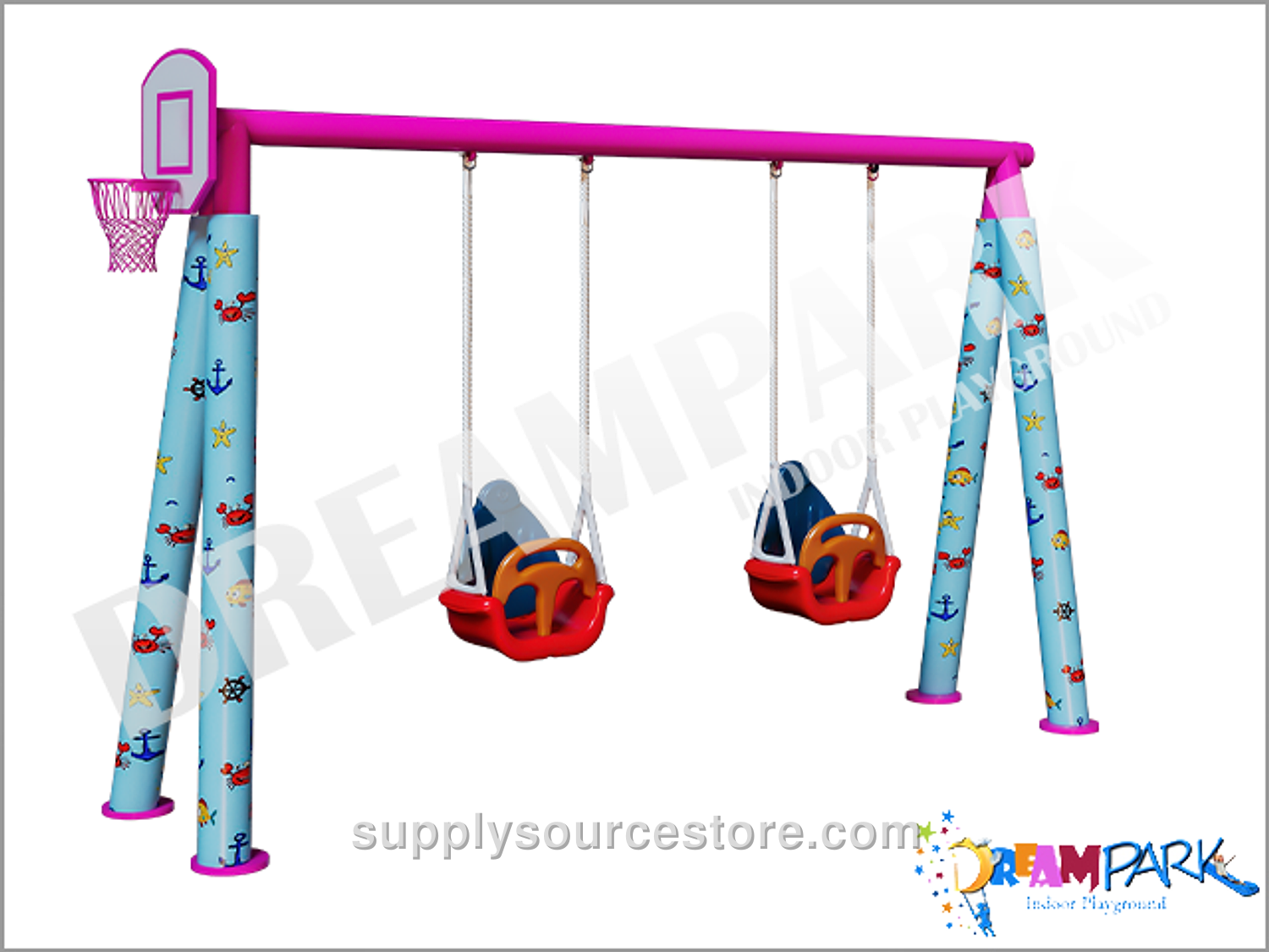 Post Dual Swing Set