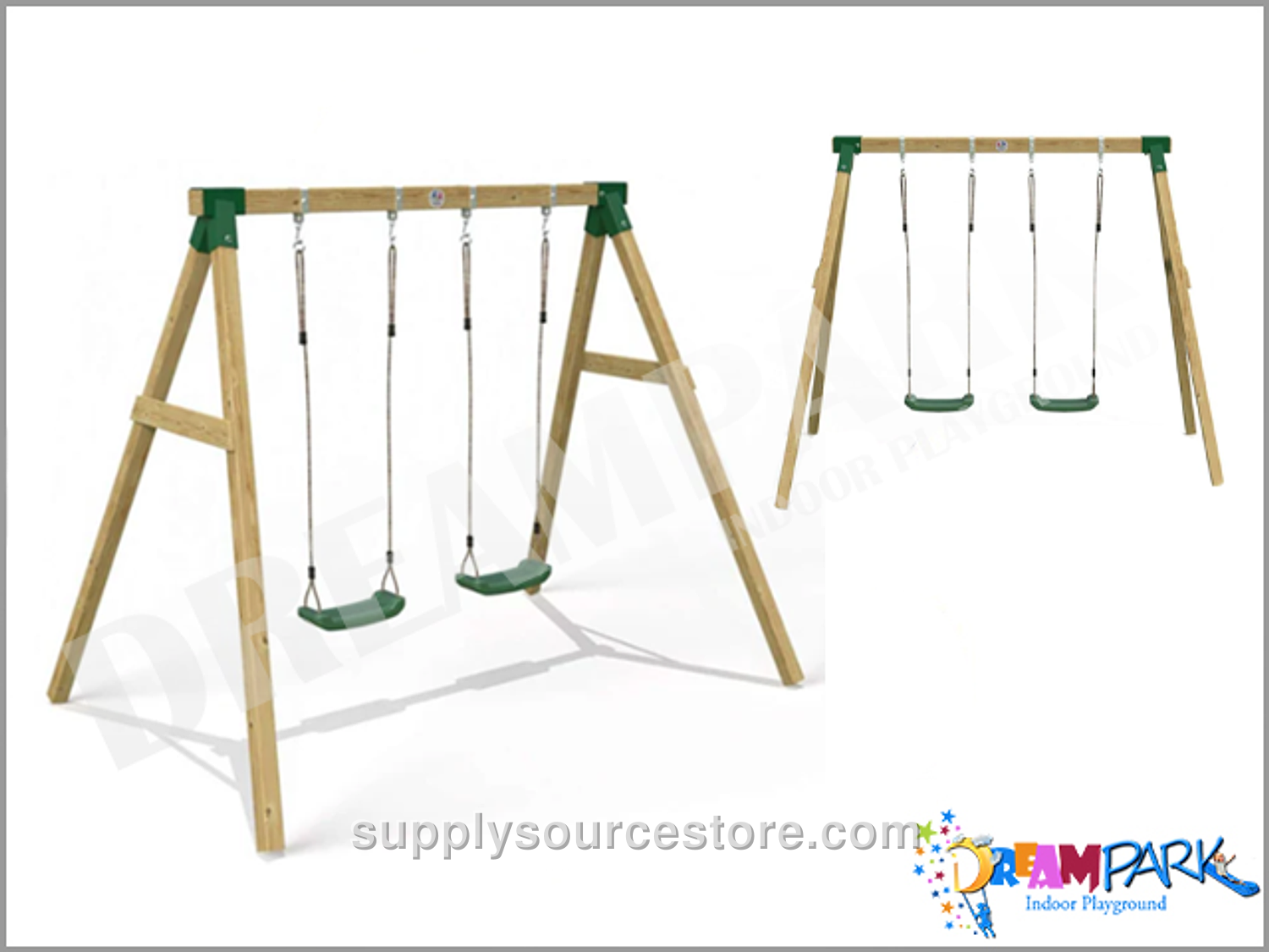 Economical Wooden Swing Set – Dual