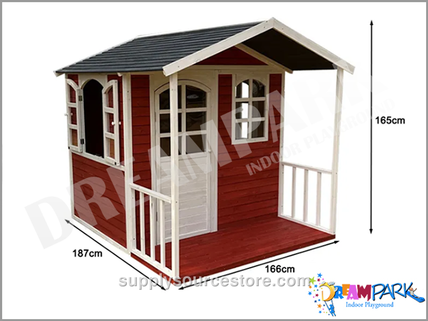 Wooden Playhouse with Deck