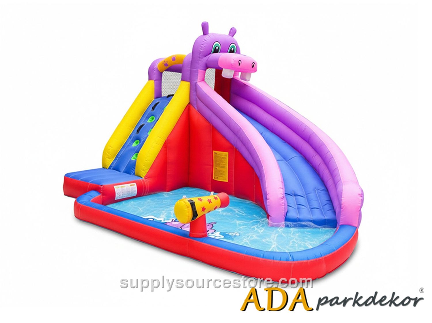 Pink Hippo Water Slide Playground