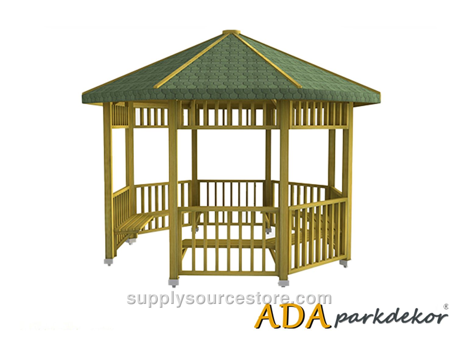 70131 Wooden Octagonal Picnic Gazebo 400(L) x 400(W) x 300(H) cm