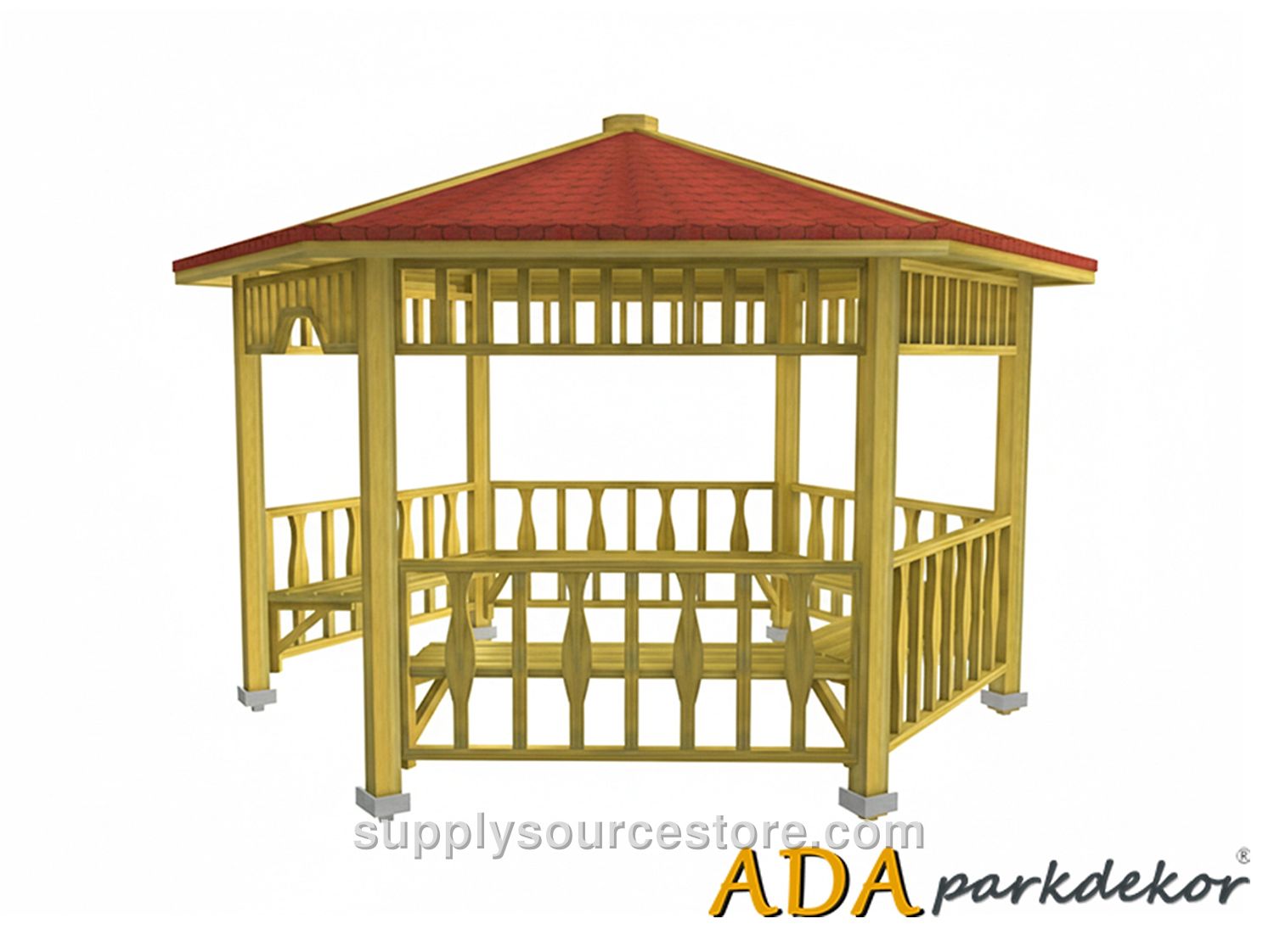 Wooden Gazebo Hexagon 300(L)x300(W)x290(H)