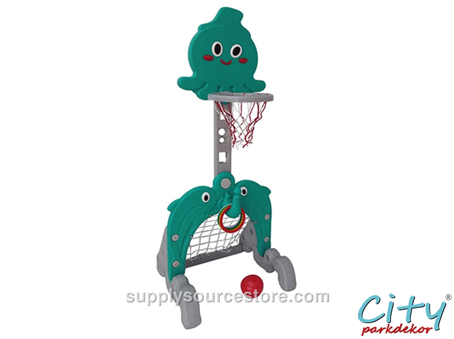 Dolphin Basketball, Castle, and Ring Toss 3-Piece Set