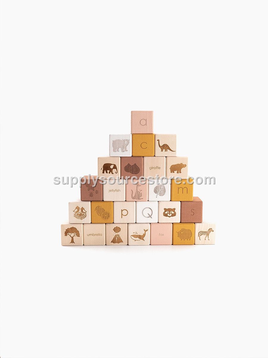 Alphabet Blocks Set / Mustard-Pink