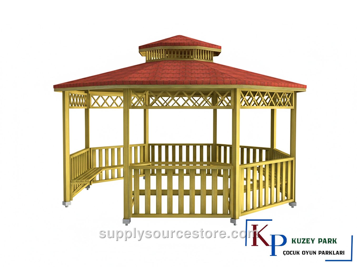 Wooden Octagonal Gazebo 500x500x330 Cm (197 x 197 x 130 in)