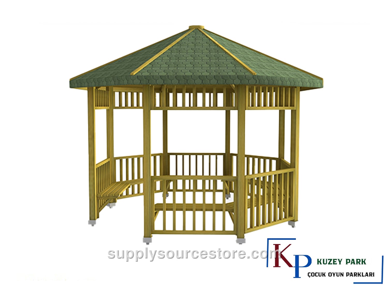 Wooden Octagonal Gazebo 300x300x290 cm (118 x 118 x 114 in)