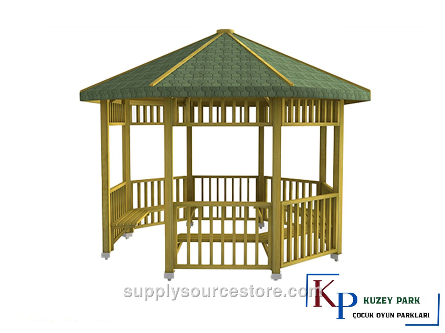 Wooden Octagonal Gazebo 300x300x290 cm (118 x 118 x 114 in)