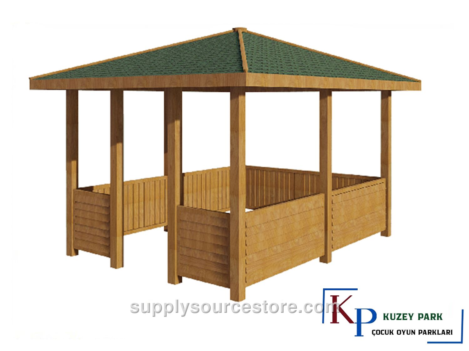 Wooden Rectangular Gazebo 300x400x300 cm (118 x 157 x 118 in)