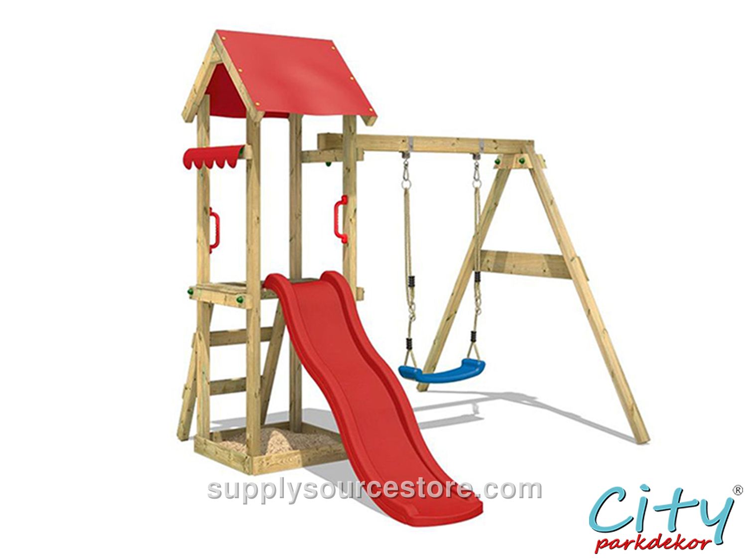 30620 Wooden Roof Slide Swing Set