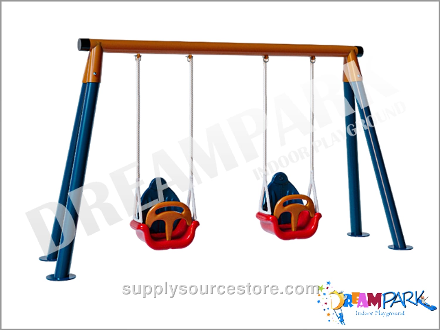 Economic Metal Dual Garden Baby and Child Swing Set