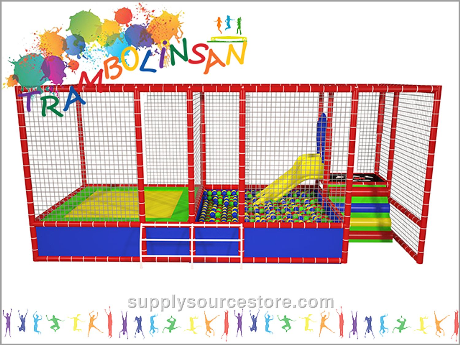 Mesh Ball Play Pool + Trampoline