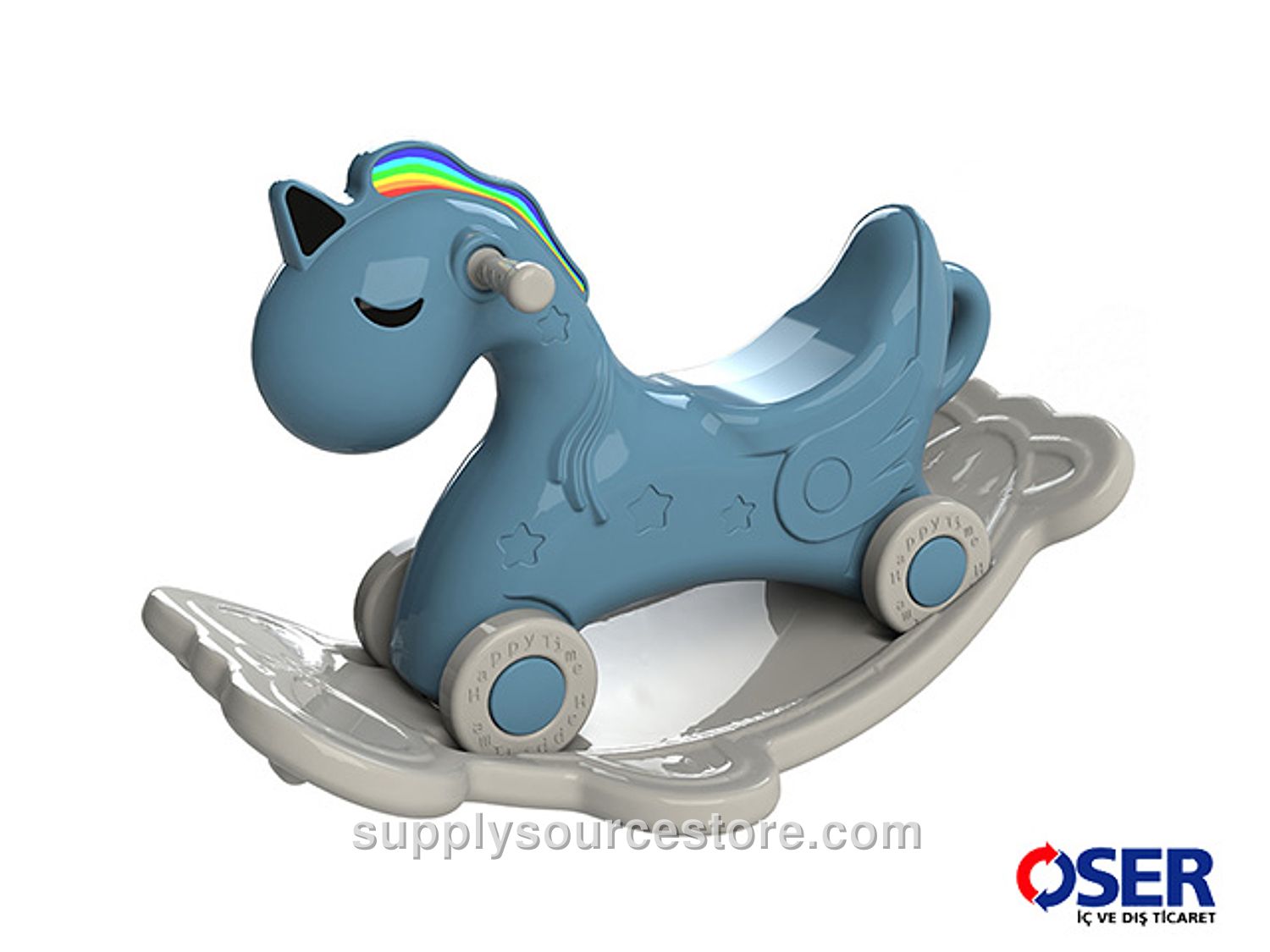 Blue Rocking Single-Horn Horse