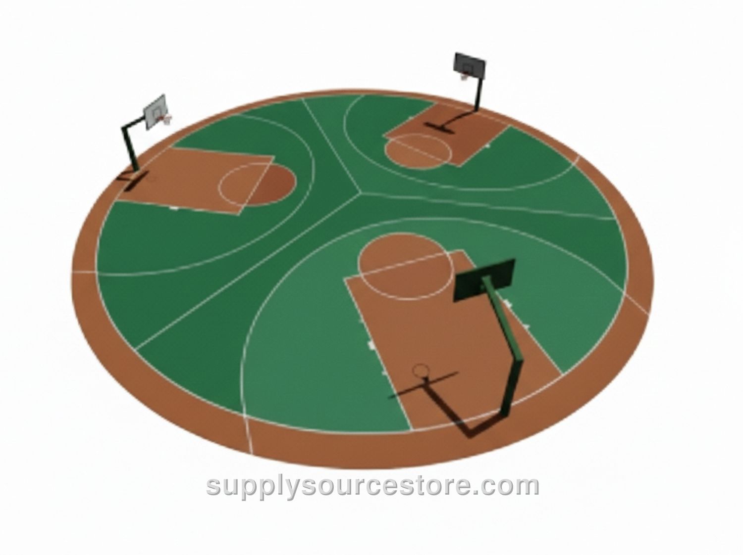 Three‑Way Circular Basketball Court