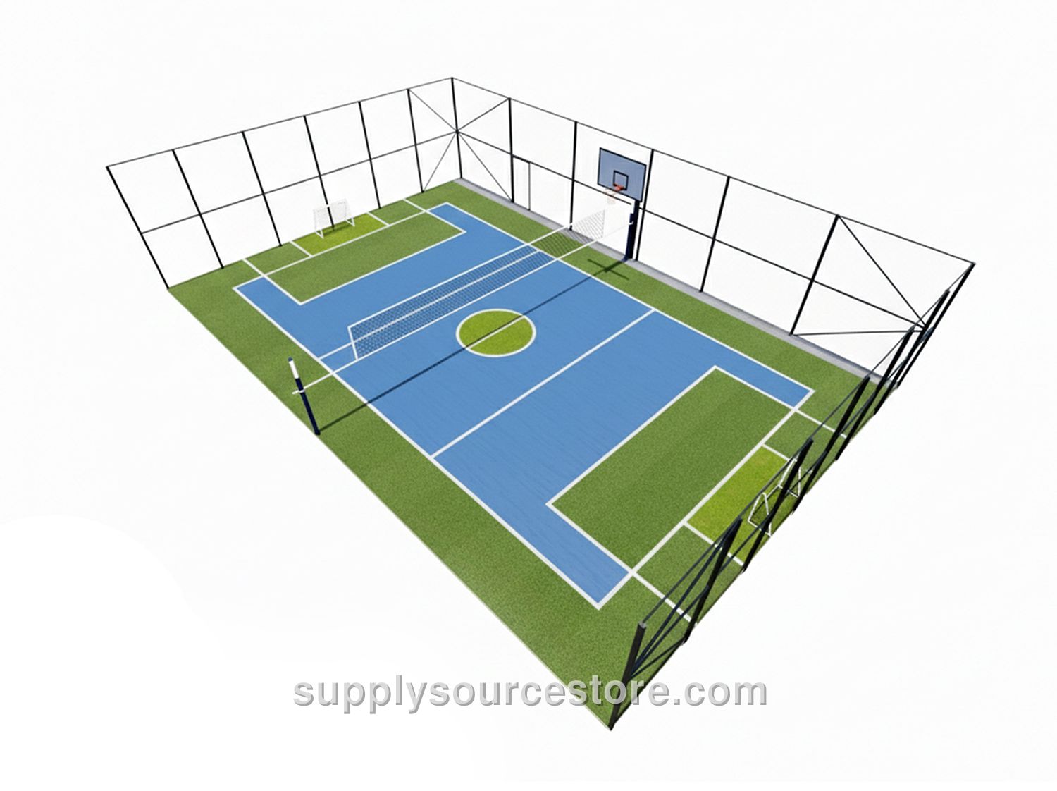 Multi-Purpose Mini Sports Court (Volleyball + Mini Soccer + Basketball)