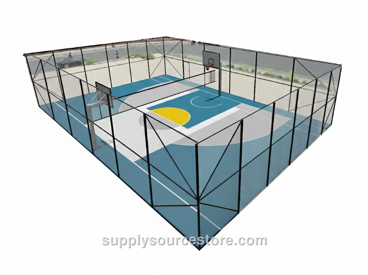 Half Basketball Court (Basketball + Volleyball)