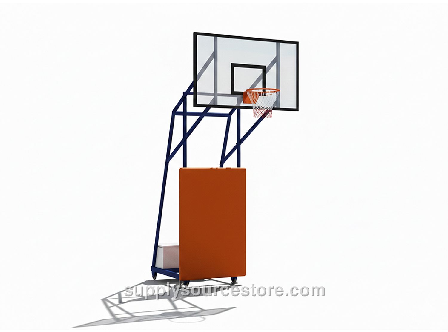 Four-Post Weighted Mobile Front-Guarded Basketball Hoop with Glass Backboard (105×180)