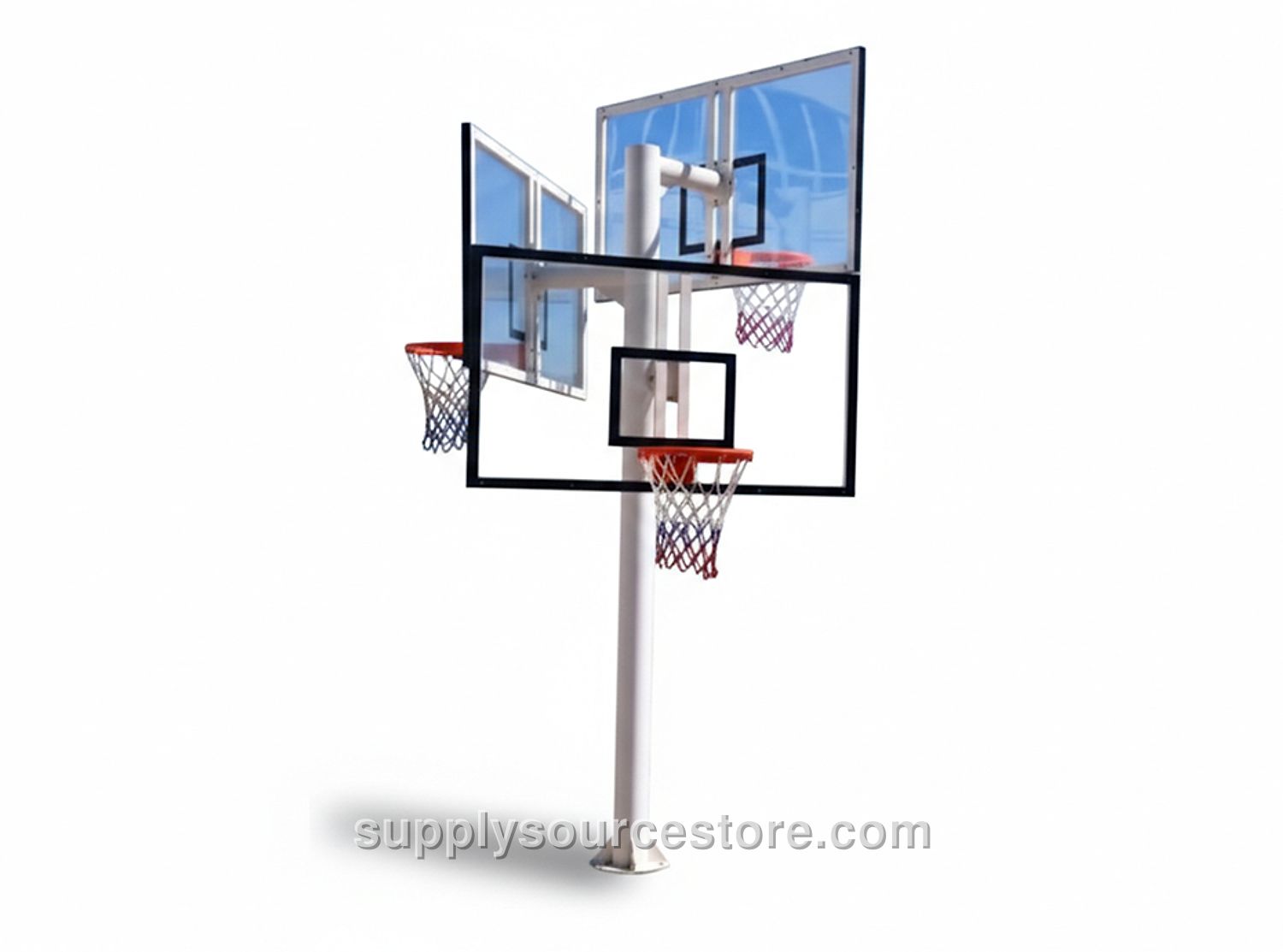 Basketball Hoop Single Post Triple-Layer Glass Backboard (105×180)