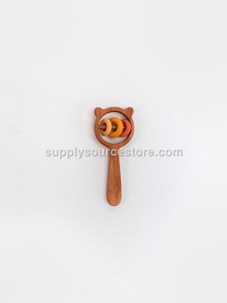 Bear and rings rattle / Yellow-pink