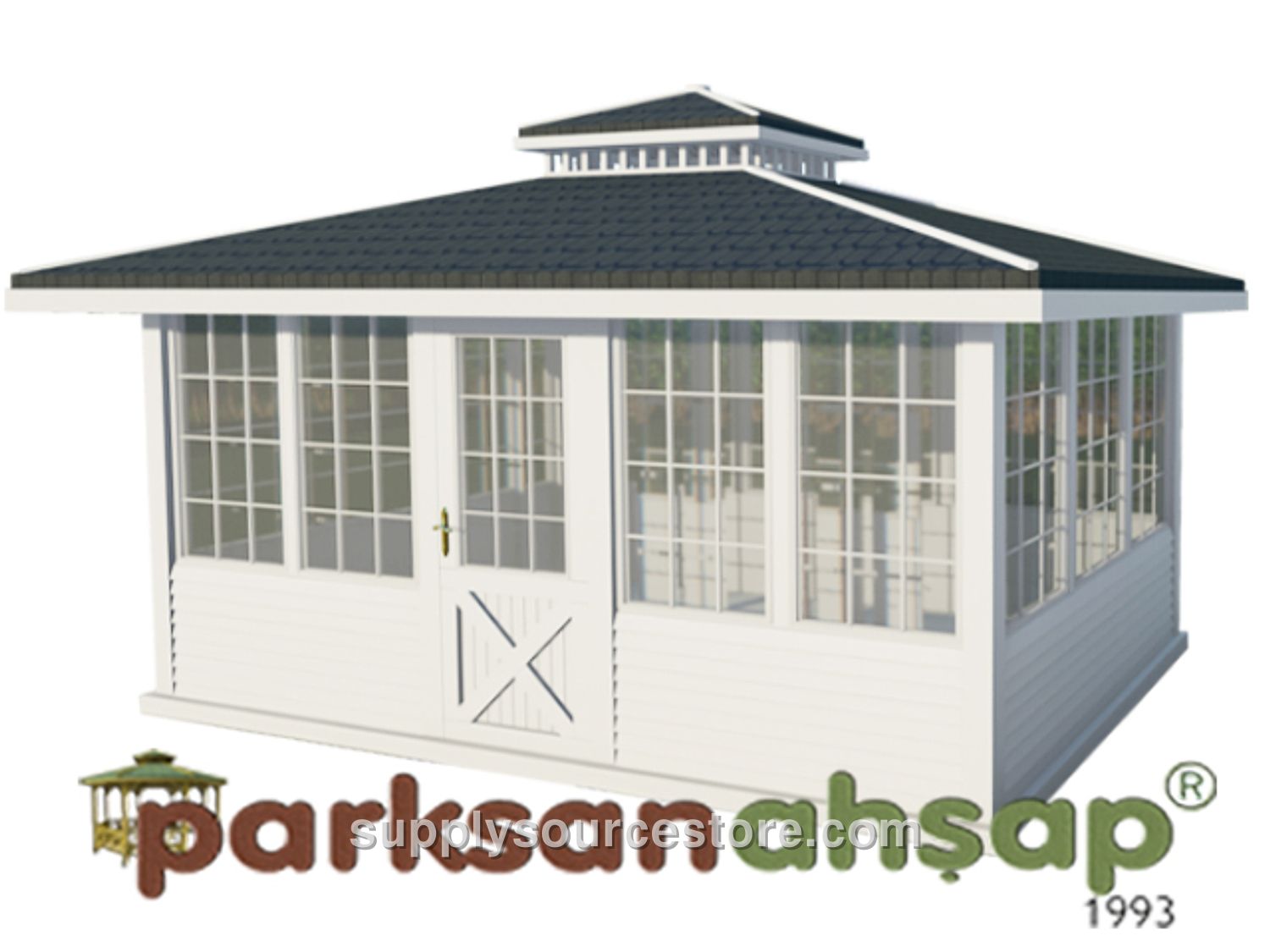 Wooden Glass Gazebo 300(L) x 500(W) x 330(H)