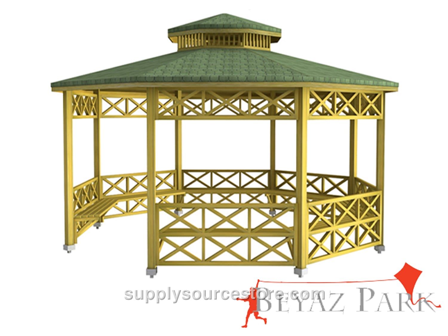 Wooden Octagonal Picnic Gazebo 500(L)×500(W)×330(H)