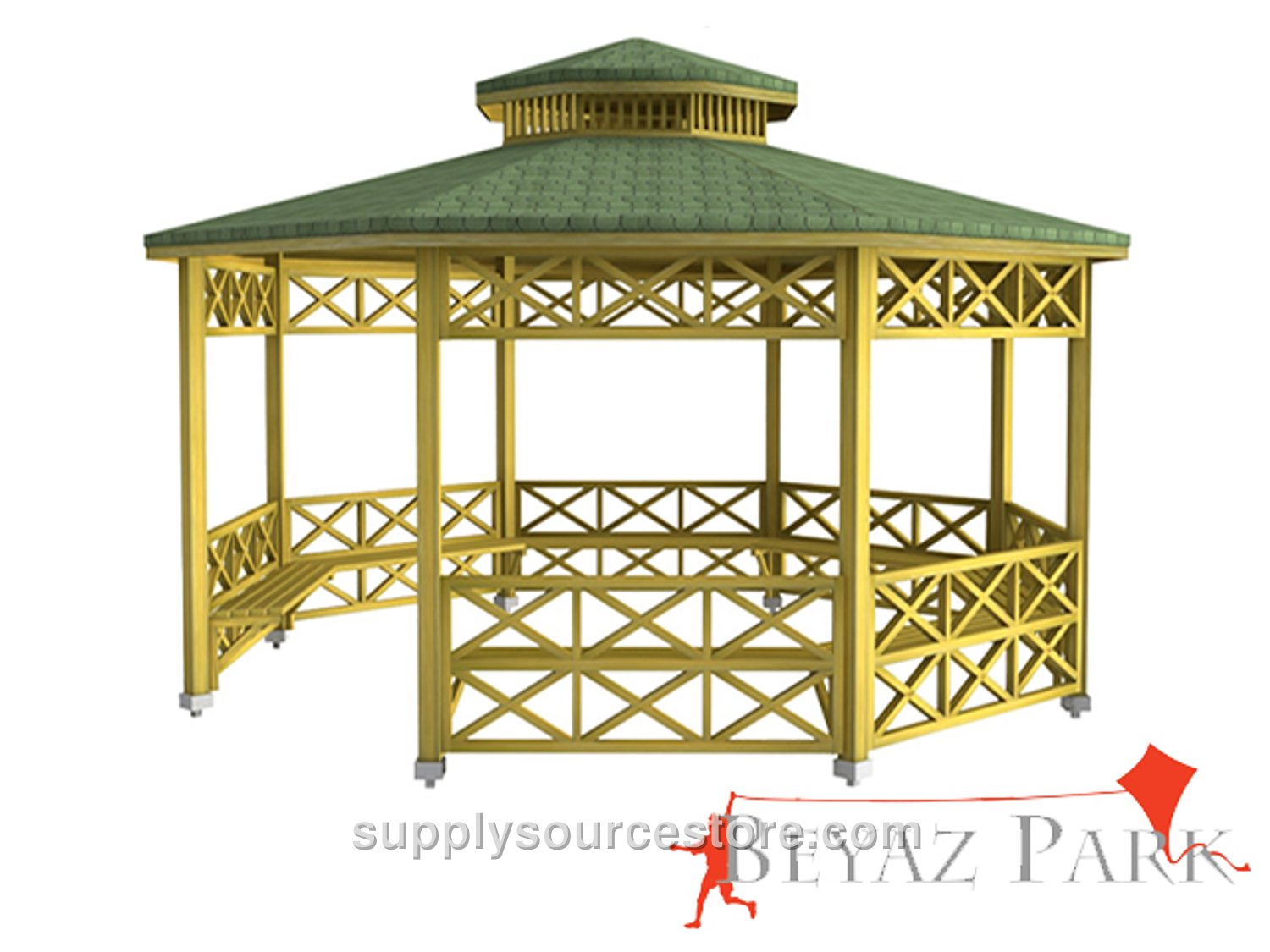 Wooden Octagonal Picnic Gazebo 500(L)x500(W)x330(H)