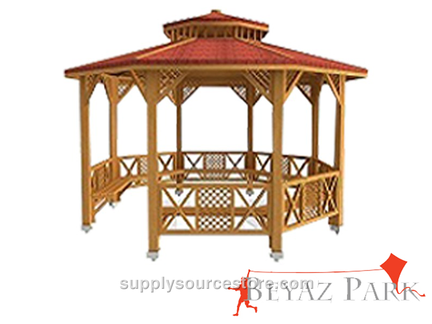 Wooden Octagonal Gazebo 400(L)x400(W)x330(H)