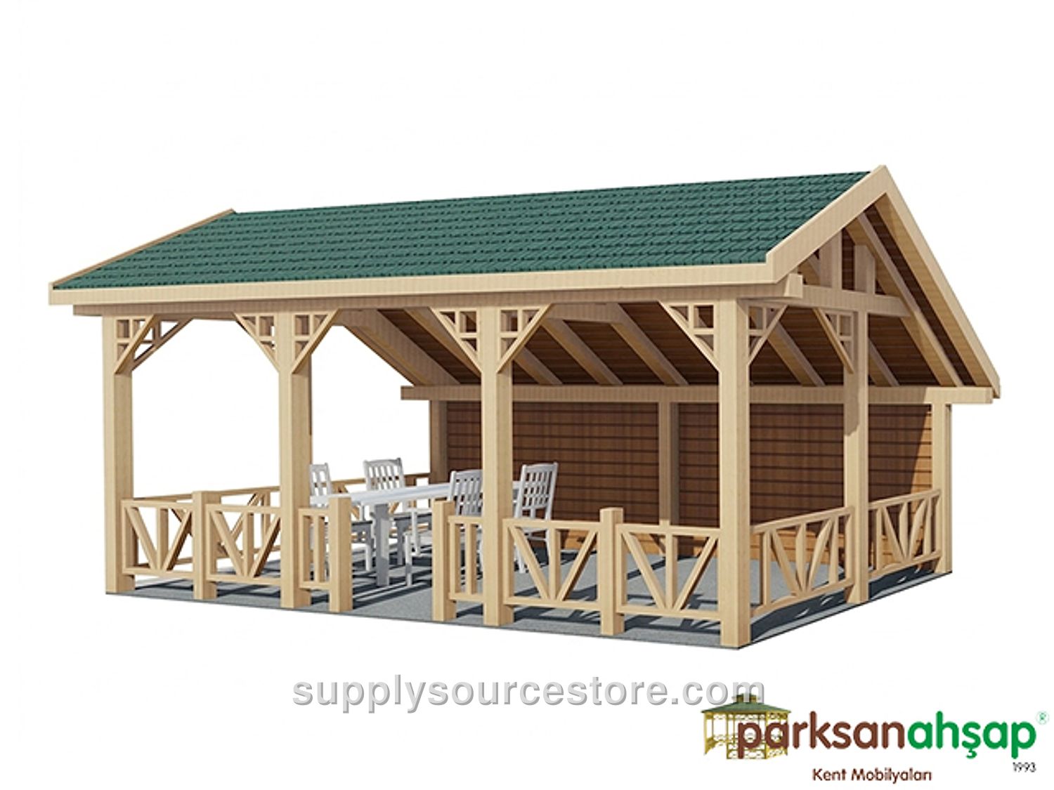 Wooden Picnic Gazebo Rectangular 300(L)x600(W)x330(H)