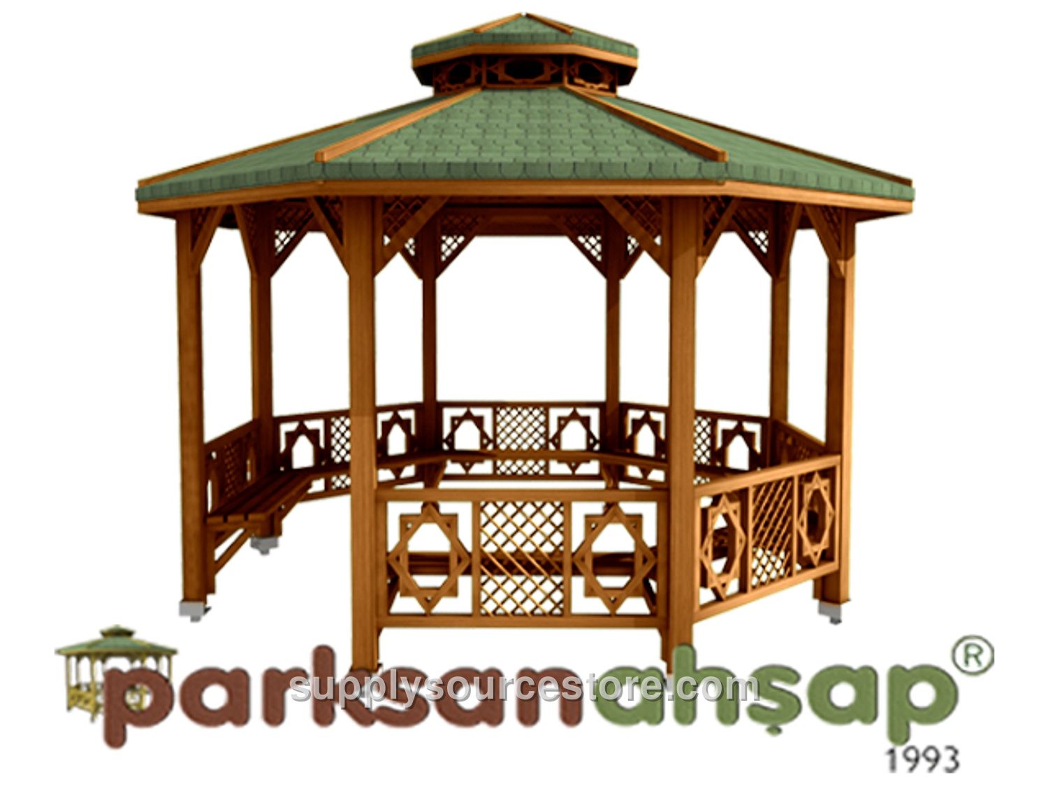 Wooden Octagonal Gazebo 400(L)x400(W)x330(H)