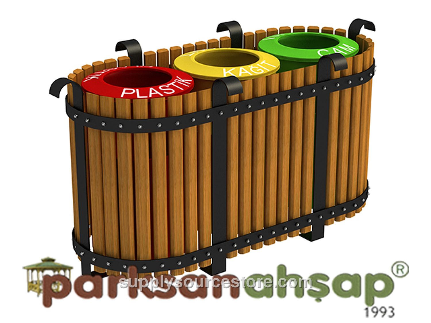 Wood Outdoor Recycling Bin