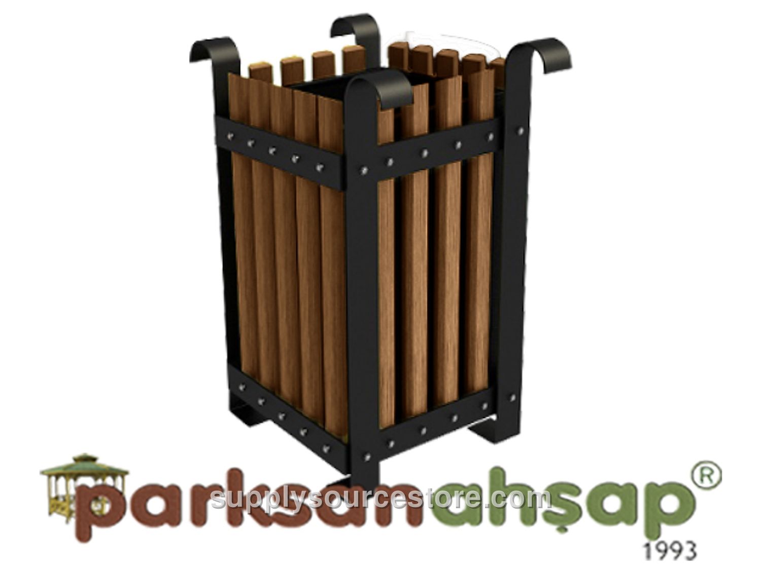 Wood – Outdoor Wooden Square Litter Bin 35(W)x57(H)