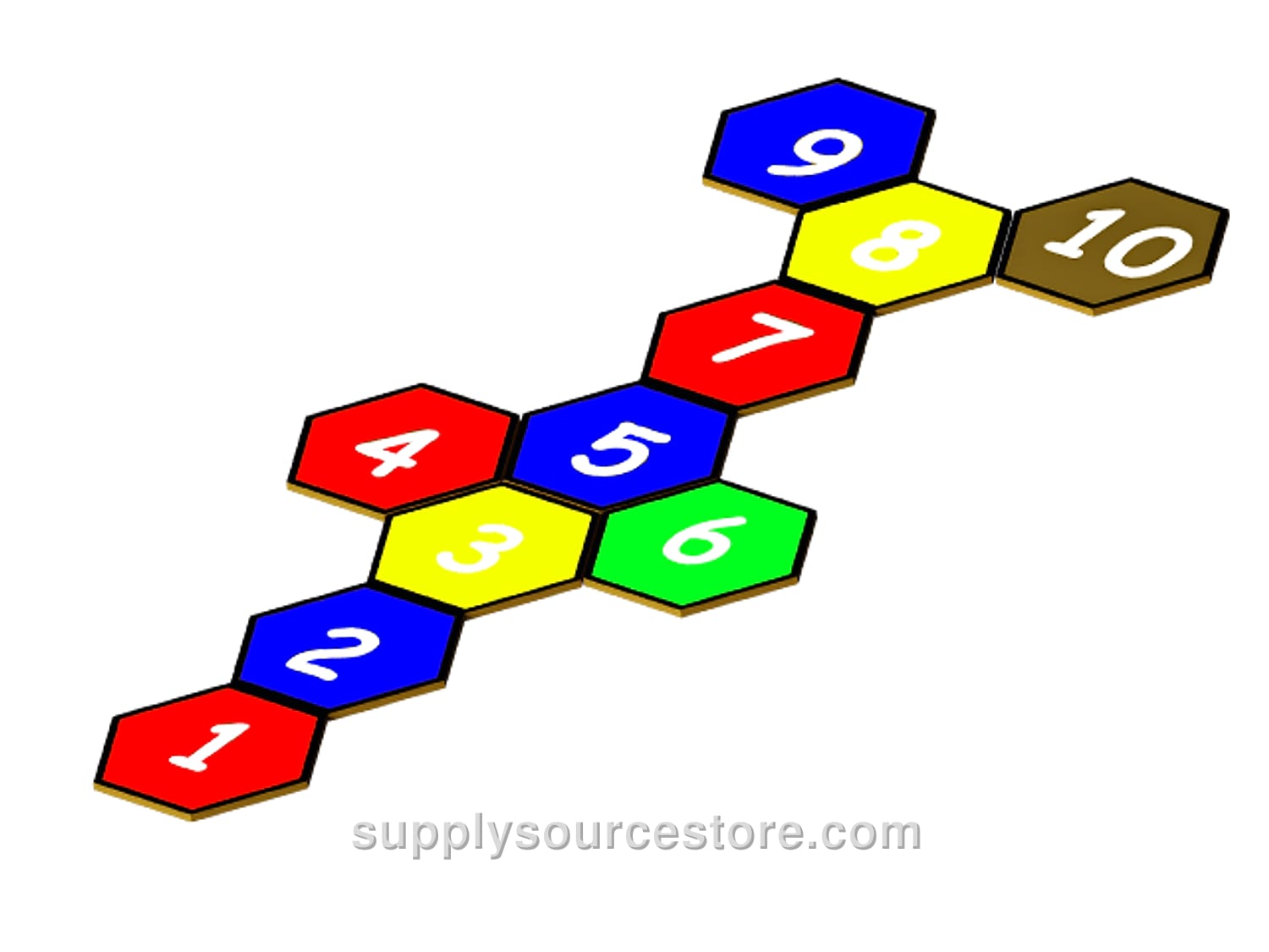 Number Hexagon Hopscotch Play Set 10-Piece (Custom Color)