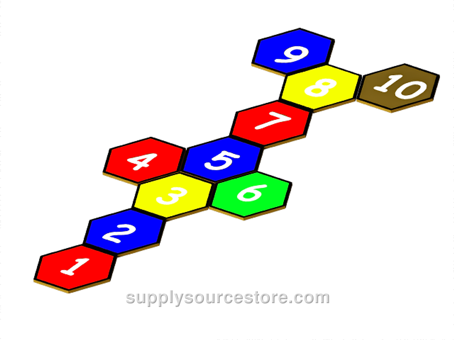 Hexagon Number Hopscotch Play Set 10-Piece (Custom Color)