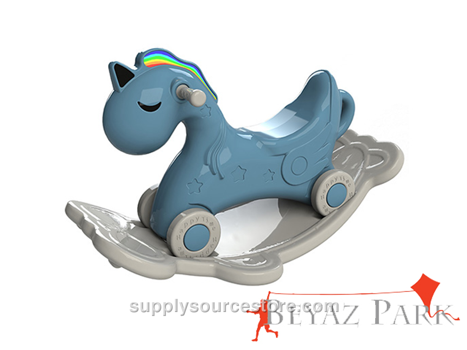 Blue Rocking Single-Horned Horse