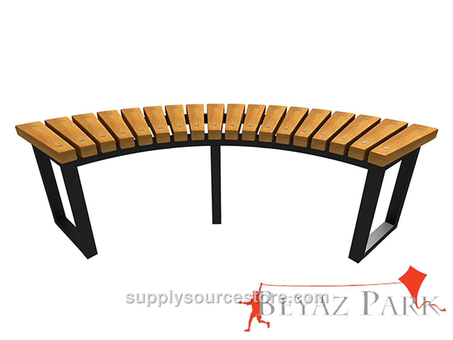 Wooden Oval Bench with Metal Legs 168(L)x35(W)x45(H)