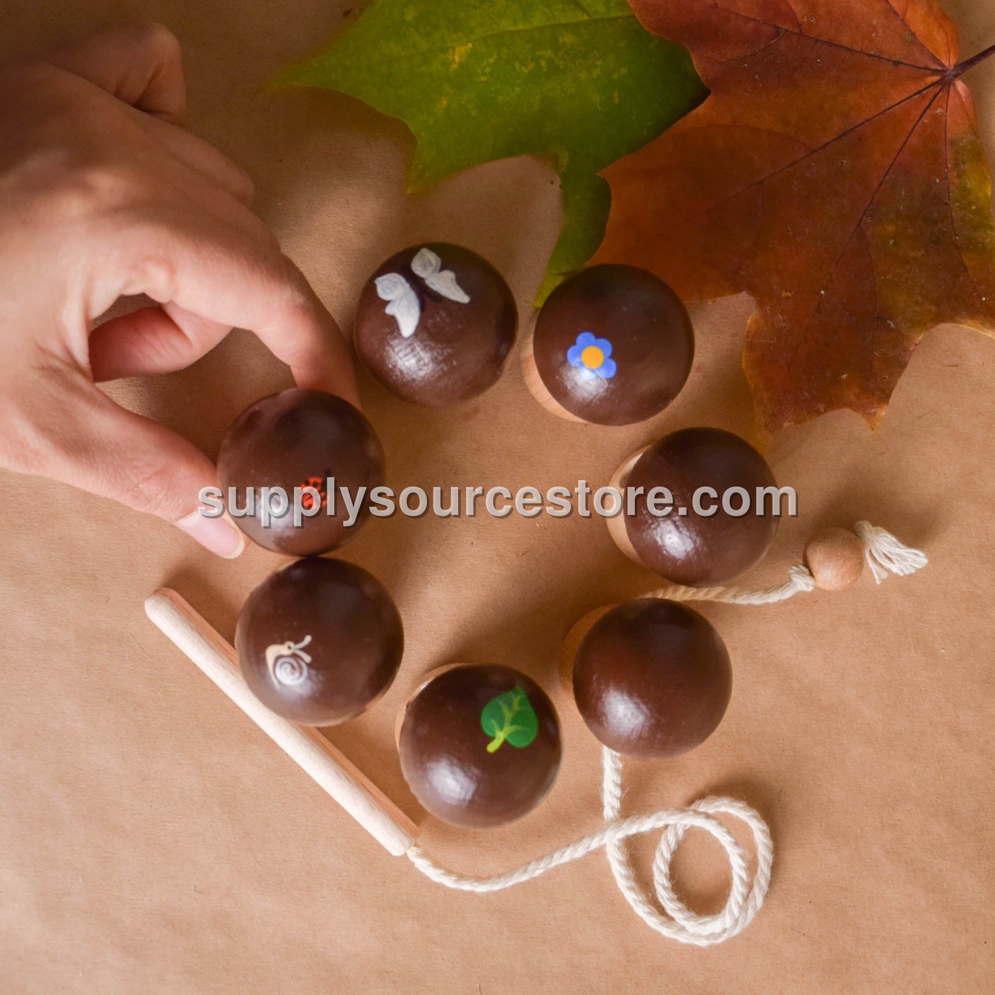 Wood Lacing Toy Mushrooms