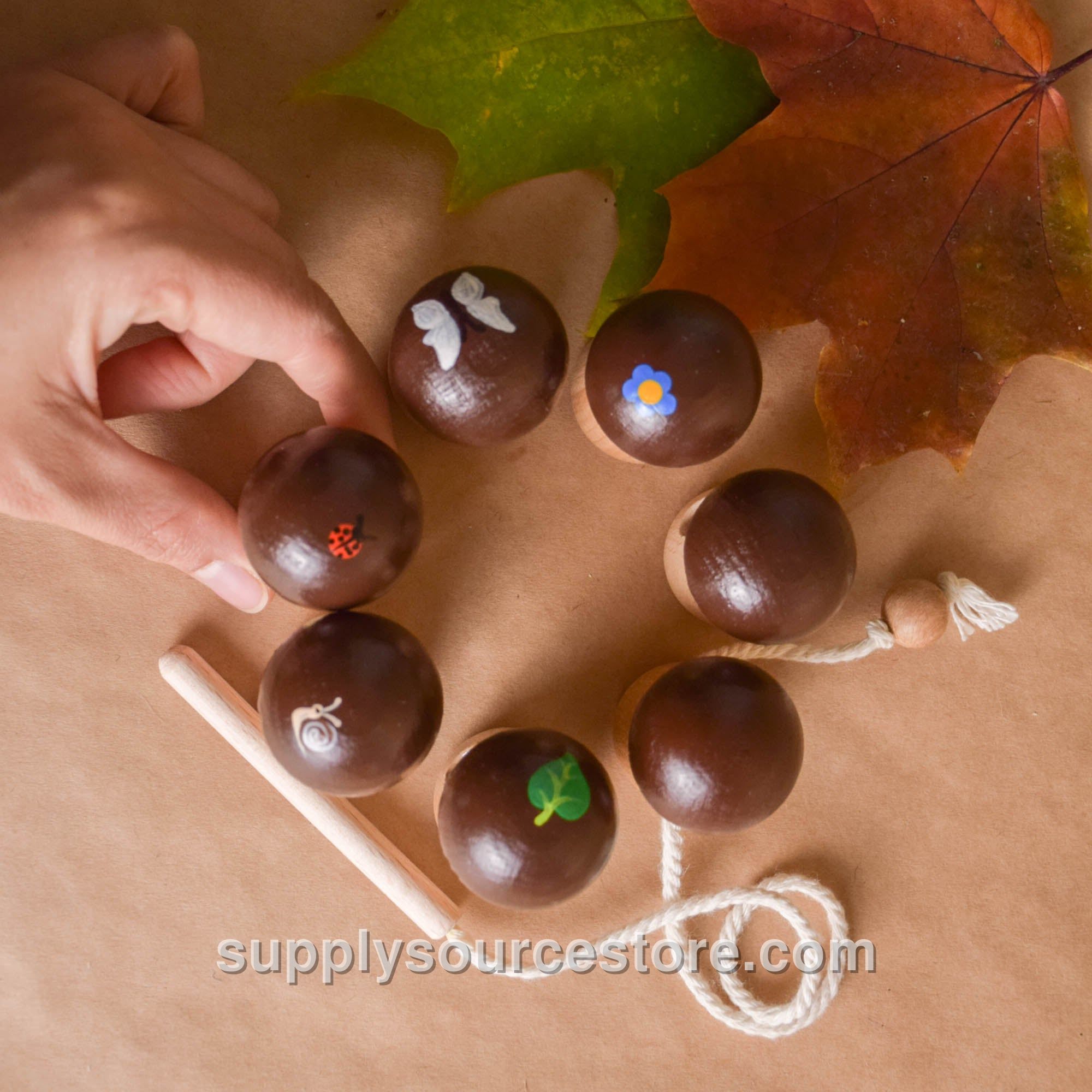 Wood Lacing Toy Mushrooms