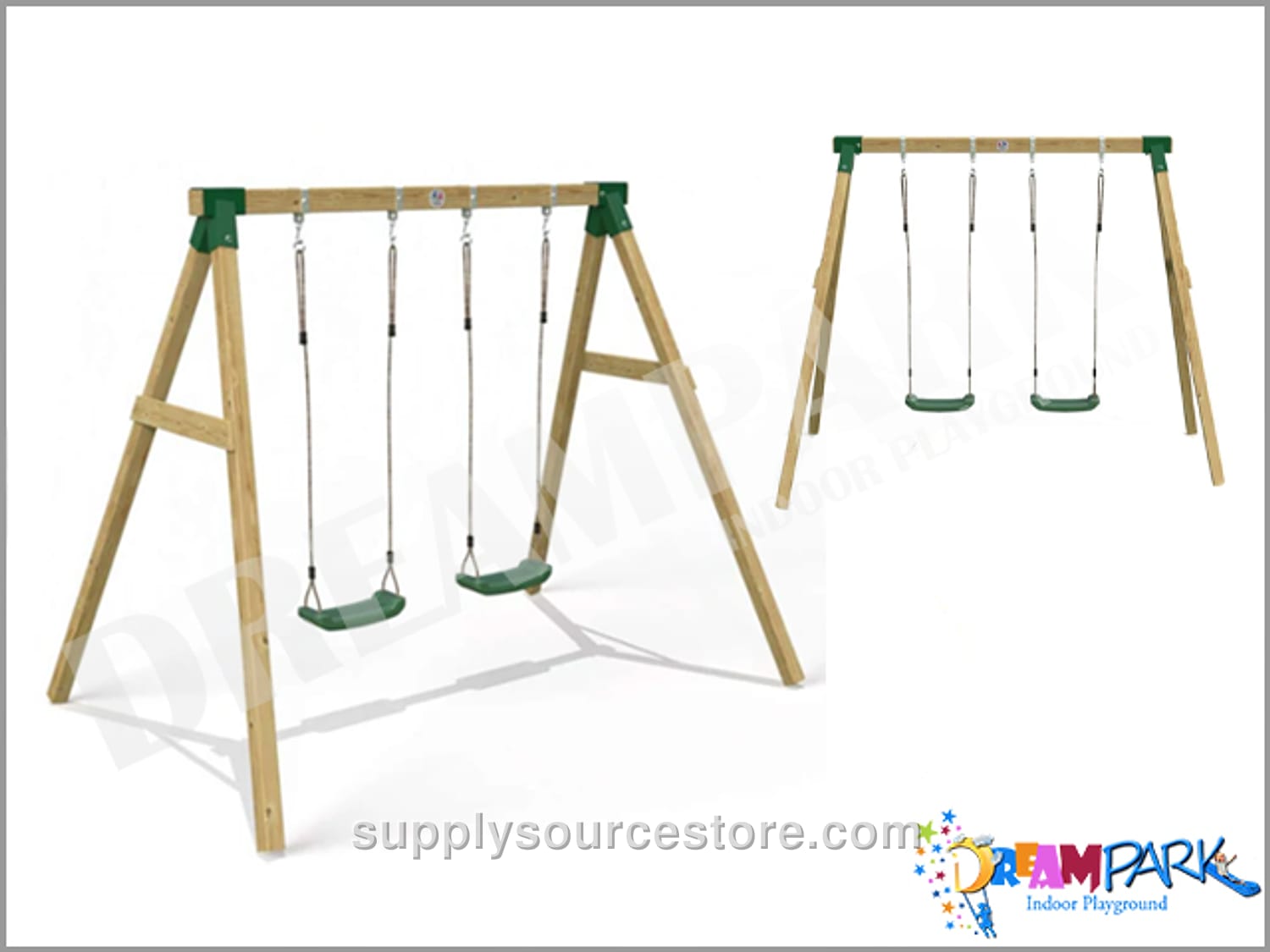 Economical Wooden Swing Set Duo · SS-012159